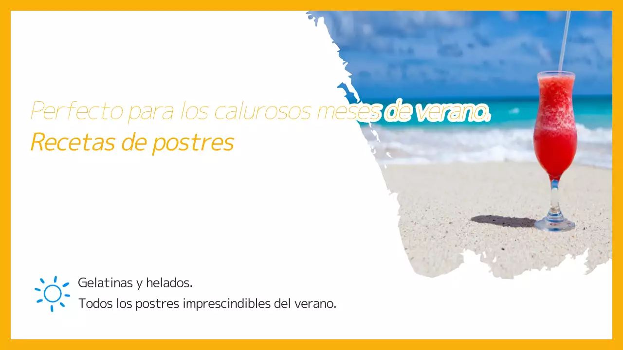 Una refrescante receta de postre veraniego en amarillo y azul claro