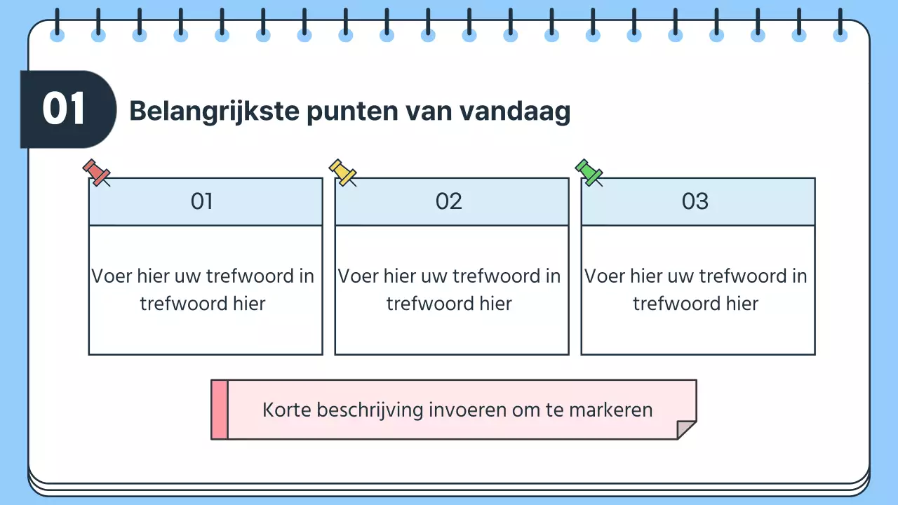 Eenvoudig lesplan voor leerkracht in blauw en wit