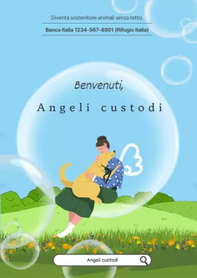 Un semplice sfondo verde e azzurro per promuovere la protezione dei cani randagi