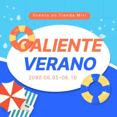 Eventos de verano en miniatura con toques azules y naranjas