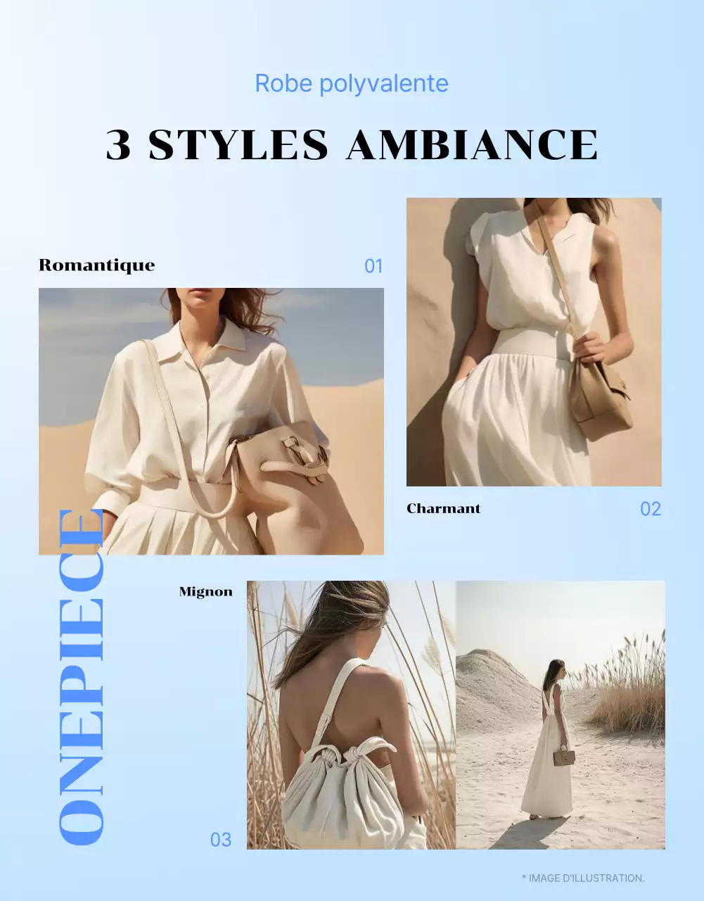 Robe d'été moderne avec publicité en bleu et bleu clair