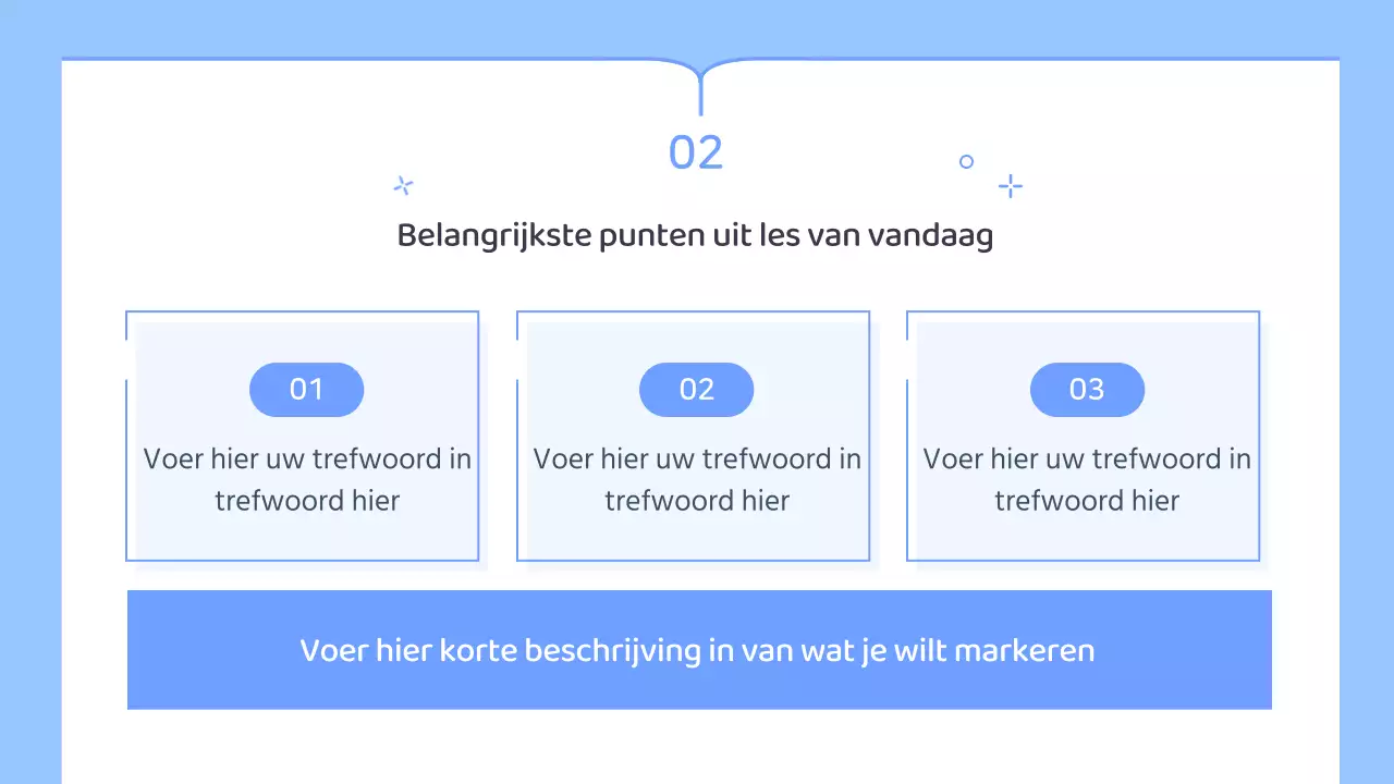 Eenvoudig lesplan voor leerkracht in blauw en wit