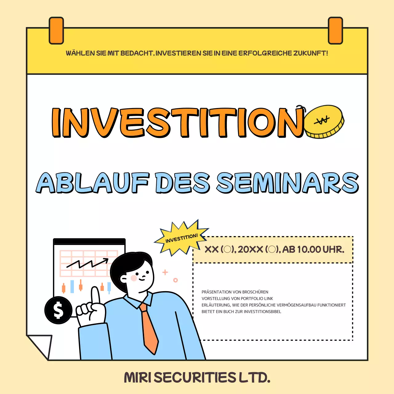 Förderung einer trendigen Präsentation des Anlageportfolios in Gelb und Orange