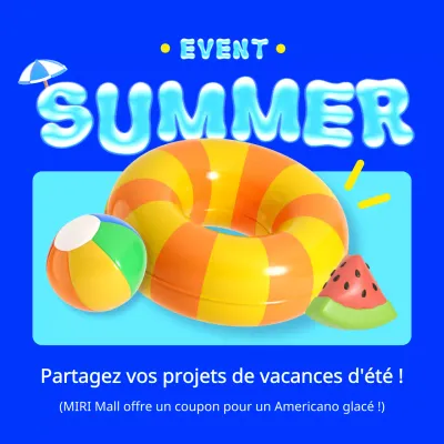 Promouvoir les événements estivaux avec des accents bleus et bleus clairs