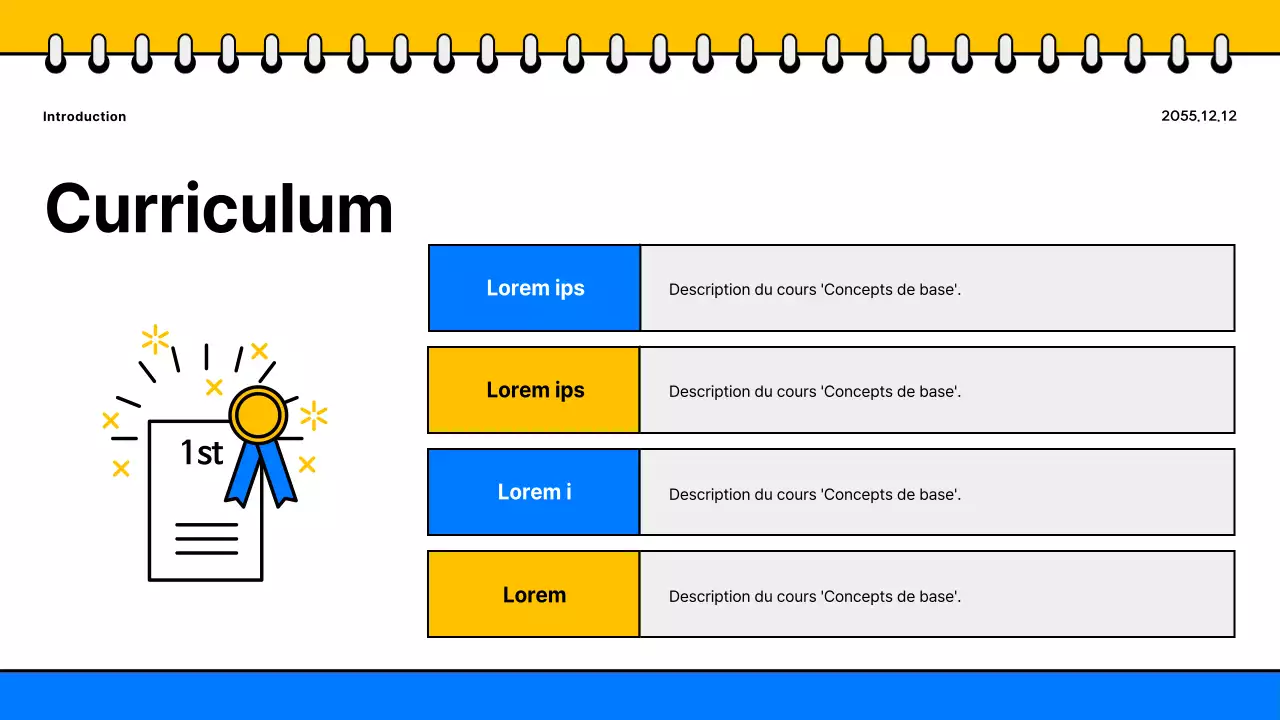 Promouvoir une brochure scolaire simple, jaune et bleue