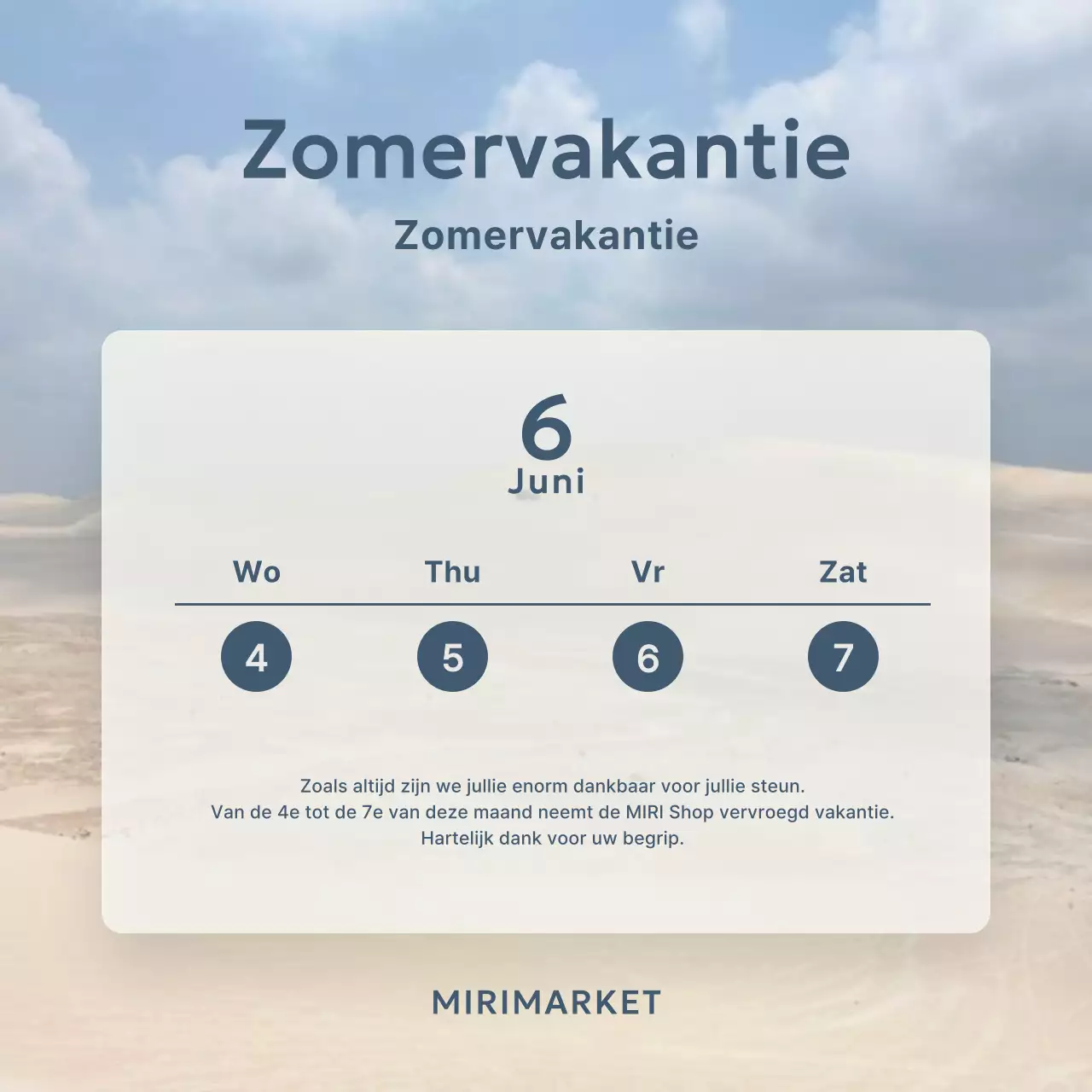 Basisstijl in lichtblauw Zomervakantieaankondiging