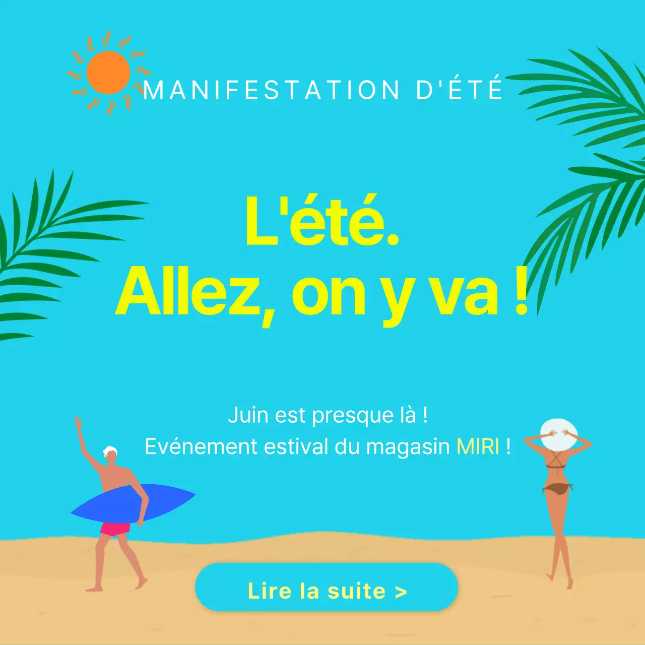 Vignette d'événement estival naturel en bleu clair et jaune