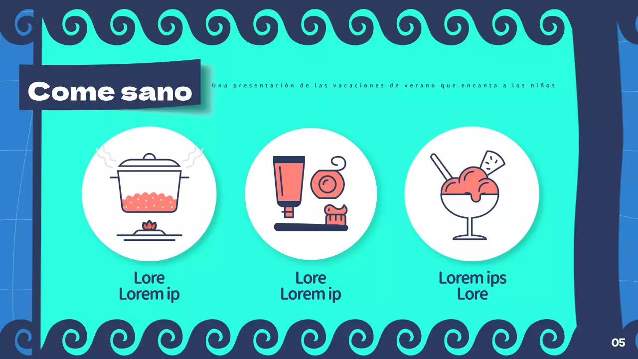 Presentación de las vacaciones de verano en menta y azul marino