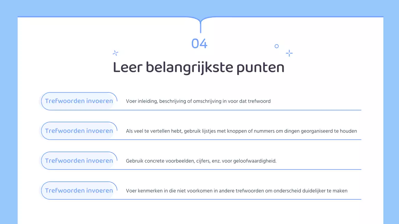 Eenvoudig lesplan voor leerkracht in blauw en wit