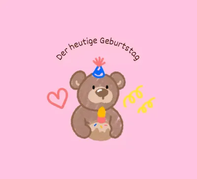 Herzlichen Glückwunsch zum Geburtstag mit niedlichen Figuren im Doodle-Look
