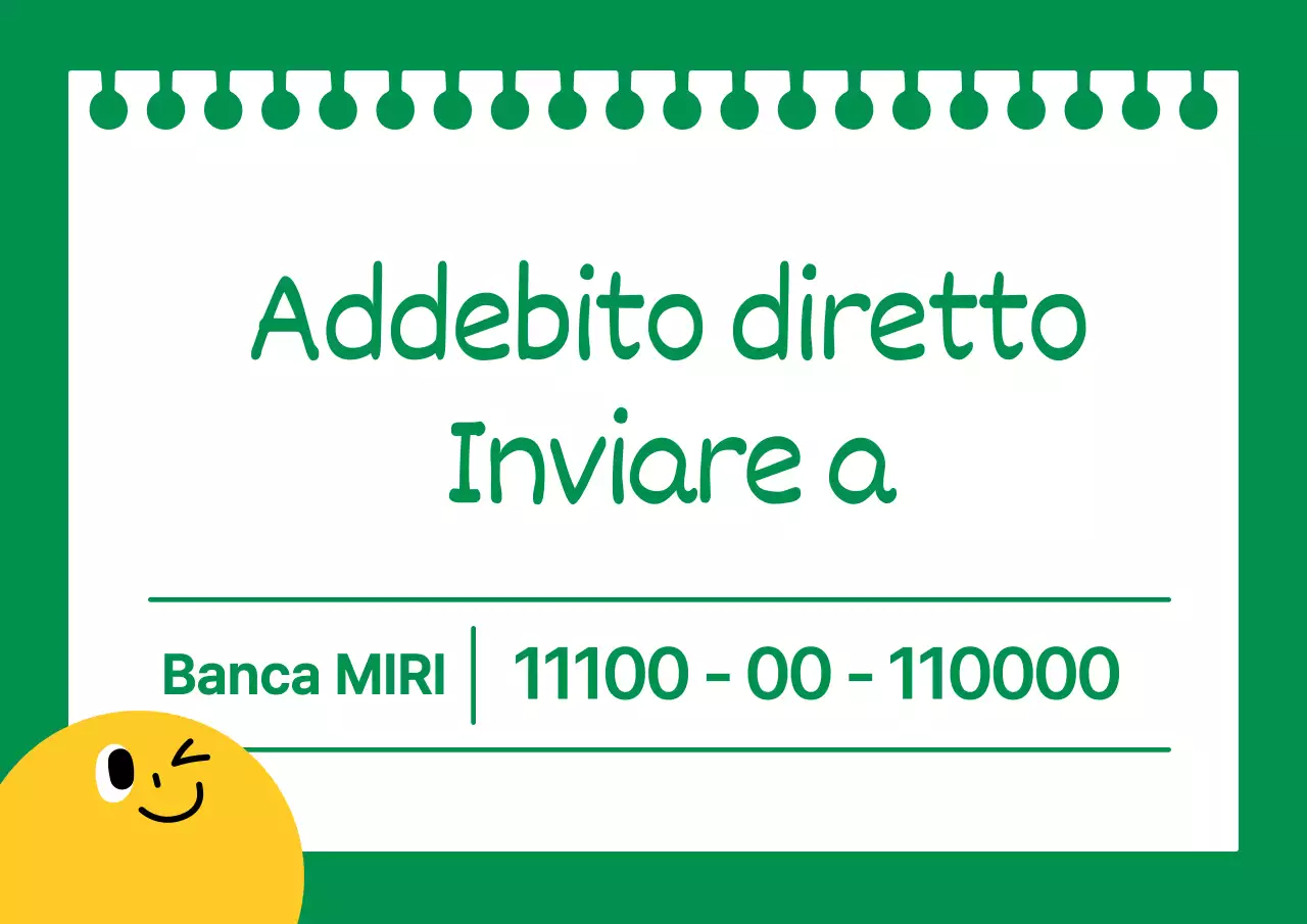 Un avviso di addebito diretto semplice e verde