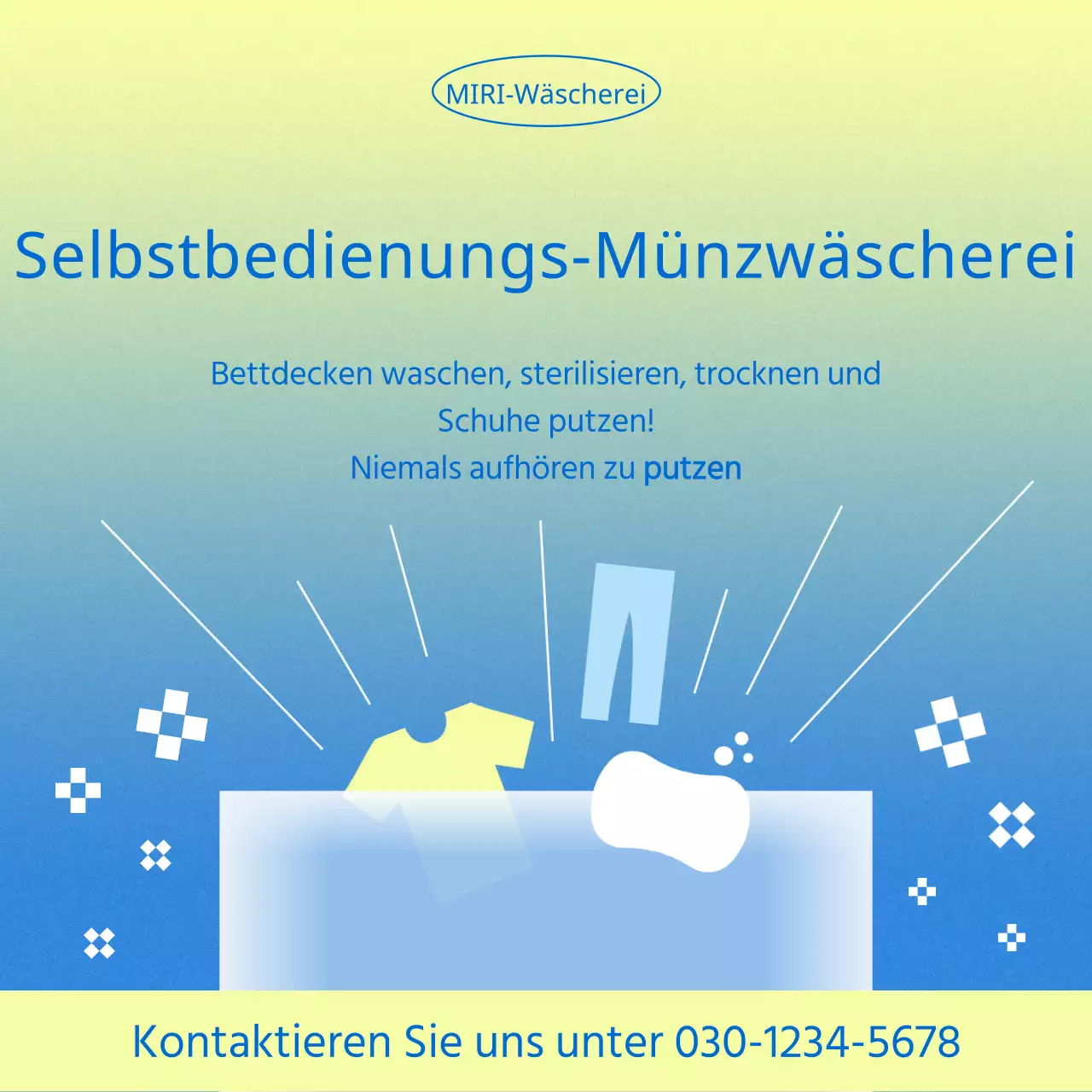 Förderung des Münzwaschens mit gelben und blauen Farben