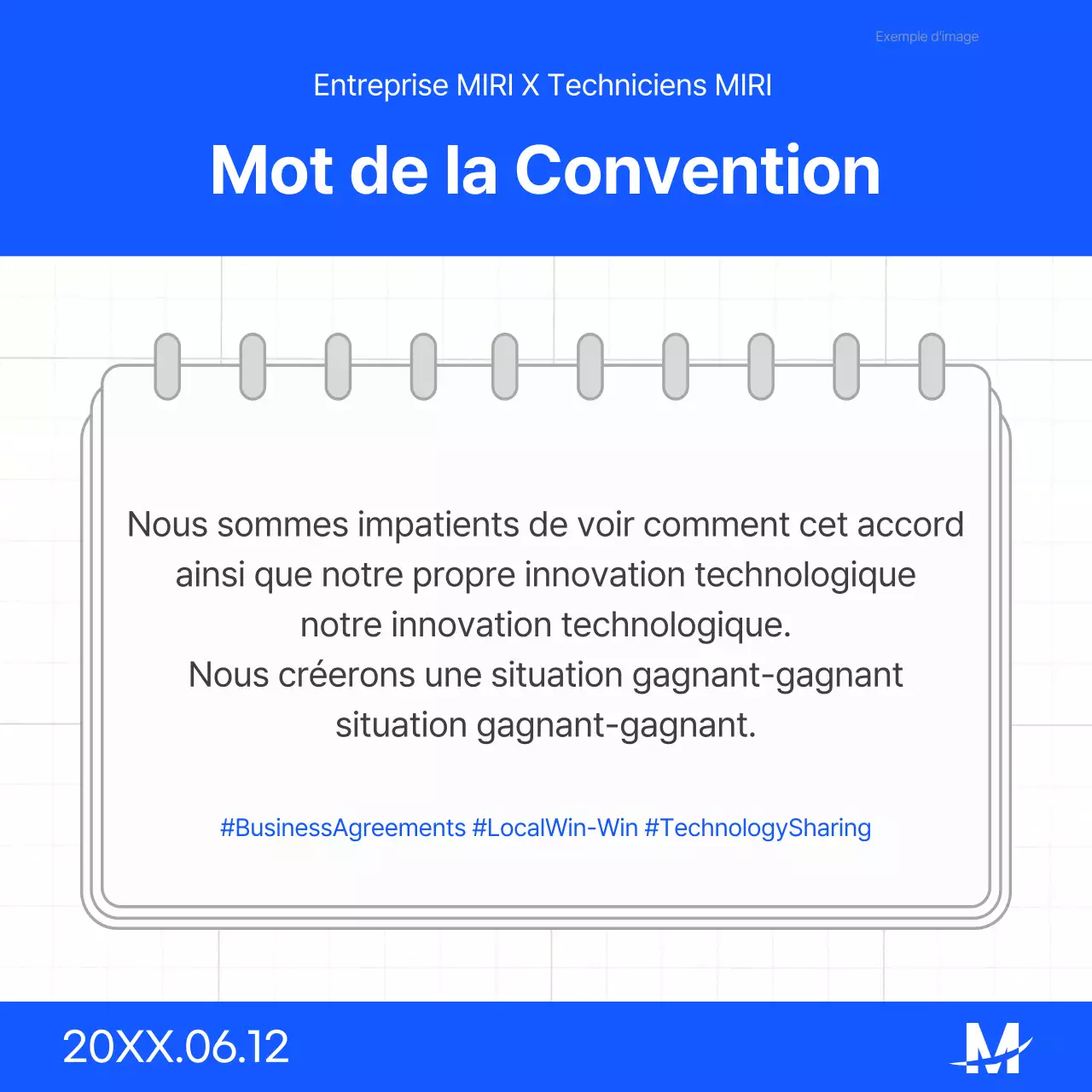 Une simple présentation de signature de protocole d'accord bleu et blanc