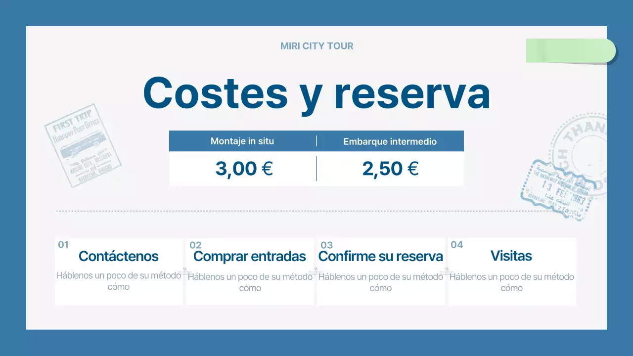 Una moderna guía turística de la ciudad en azul claro y azul marino