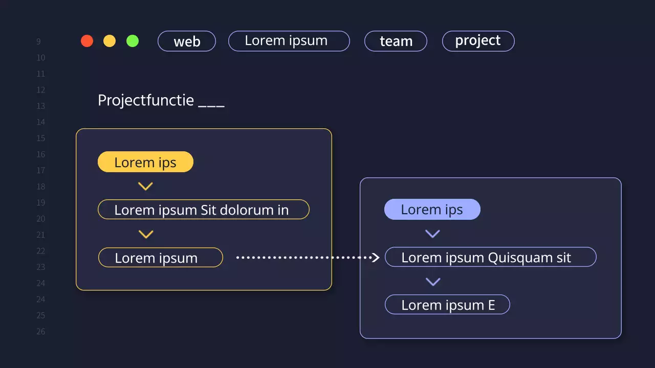 Een eenvoudig projectvoorstel voor een ontwikkelingsteam in marineblauw