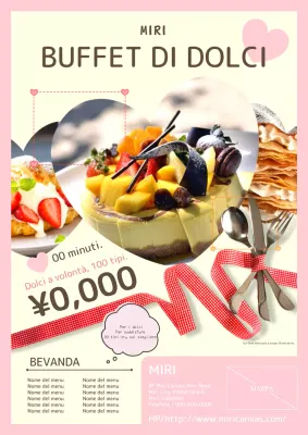 Un simpatico annuncio a buffet con rosa e cuori