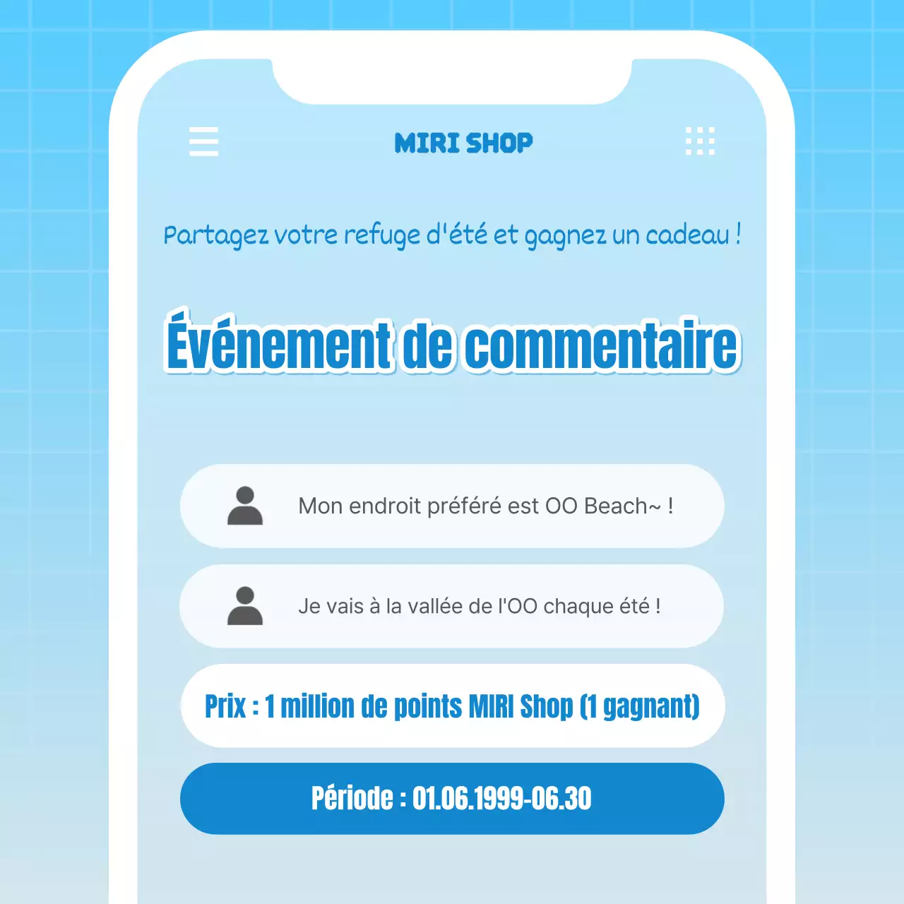 Faites la promotion de votre événement avec des commentaires rétro bleu clair