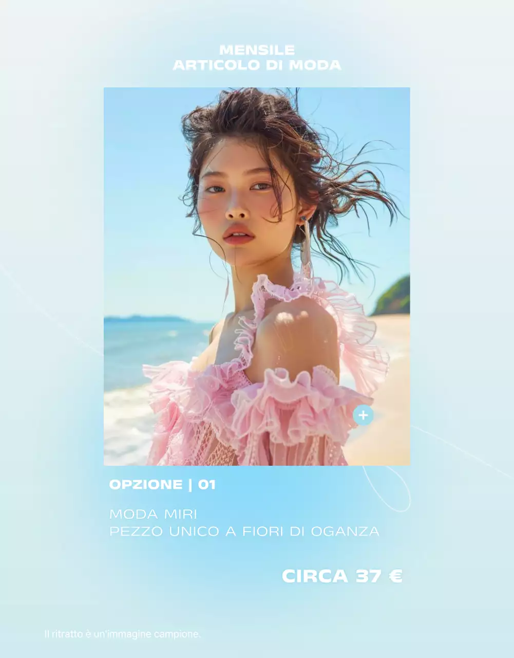 Promuovere la moda estiva tropicale in azzurro e menta