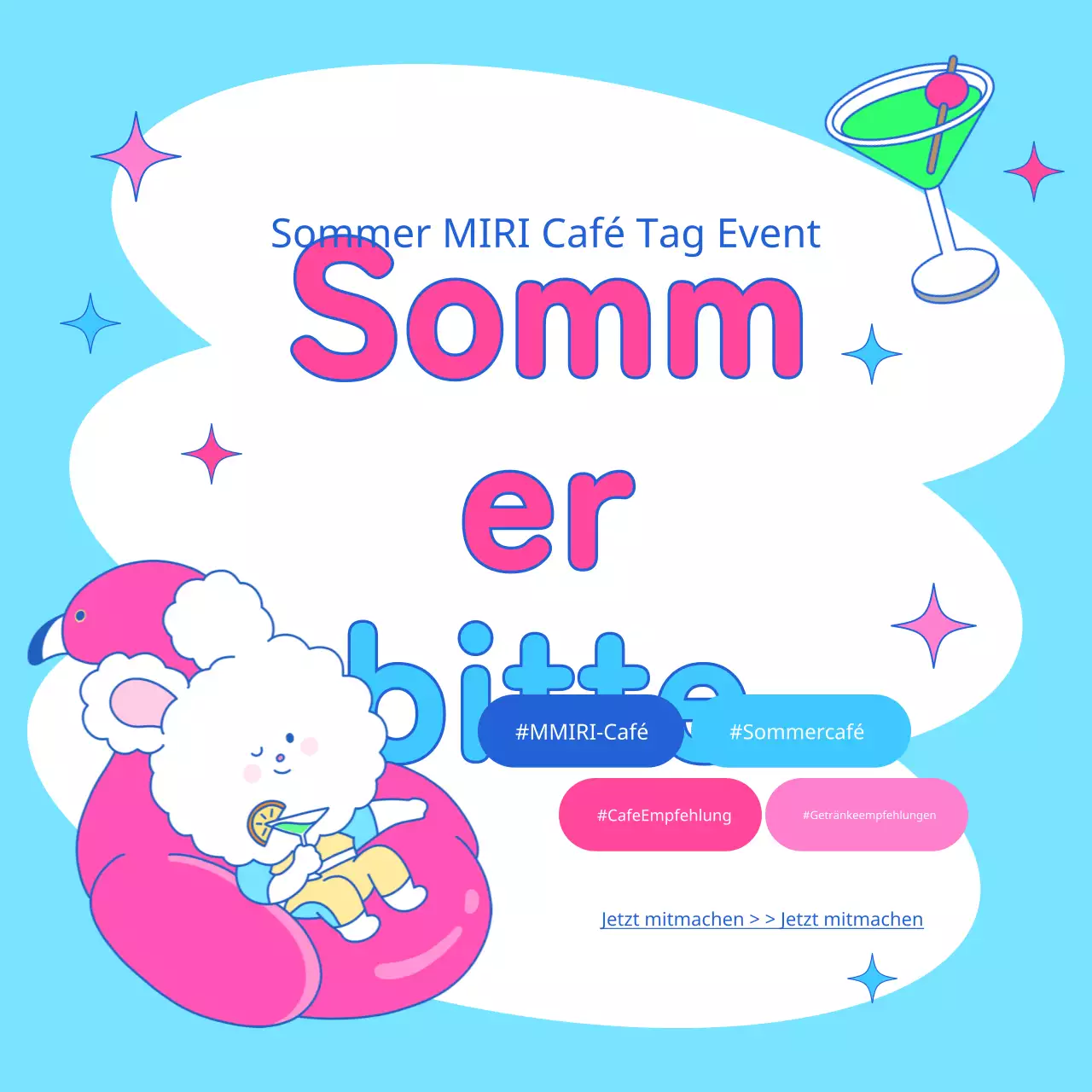 Pop-Art-Anzeige für Sommerveranstaltungen in Chartreuse und Hellblau