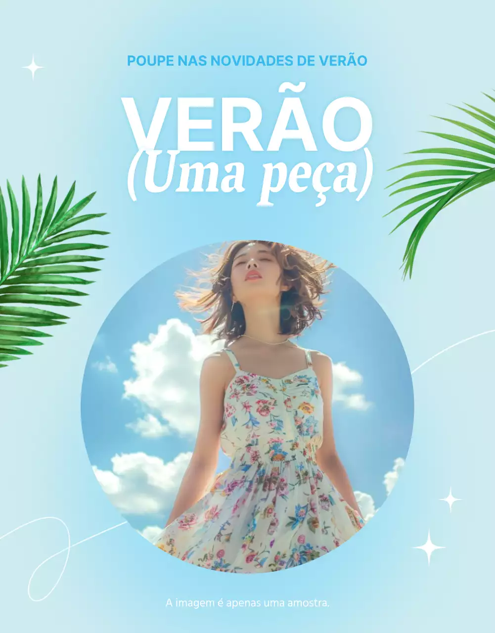 Promover a moda tropical de verão em azul claro e menta