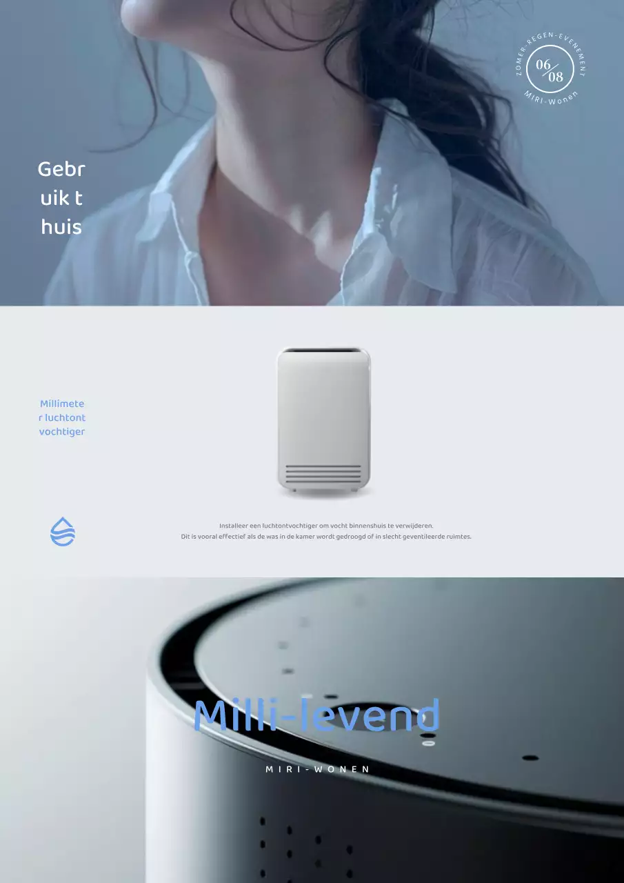 Eenvoudige blauw-witte regenseizoenpromotie.