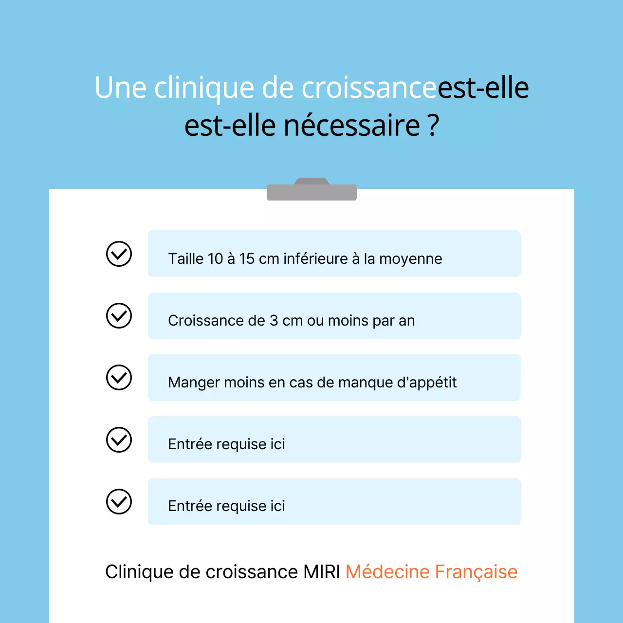 Promotion d'une clinique de médecine chinoise simple pour la croissance des enfants en bleu clair et orange