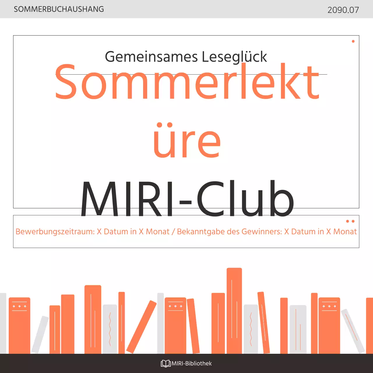 Förderung eines kitschigen orange-weißen Bibliotheksbuchklub-Programms