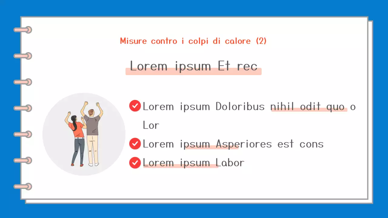 Una semplice guida in bianco e blu ai sintomi e al trattamento del colpo di calore.