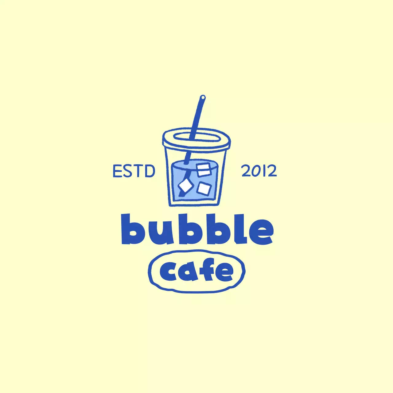 노란색과 파란색의 카페 음료 일러스트 컨셉 홍보