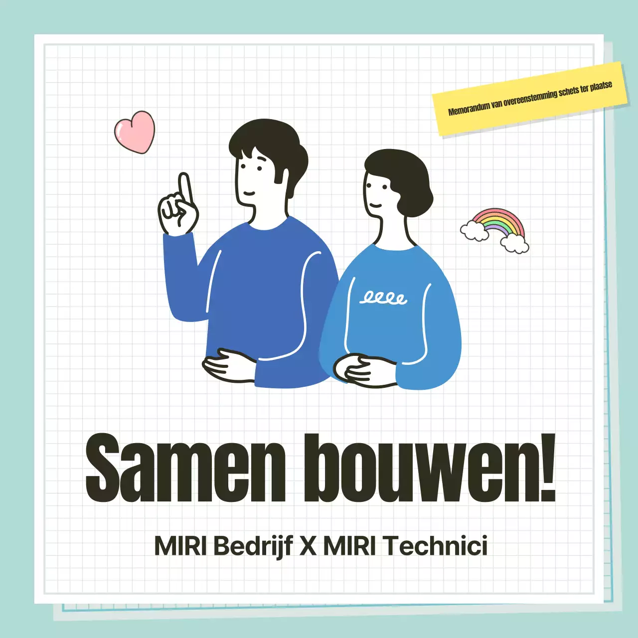 Promoot een ceremonie voor een mintblauwe zakelijke overeenkomst