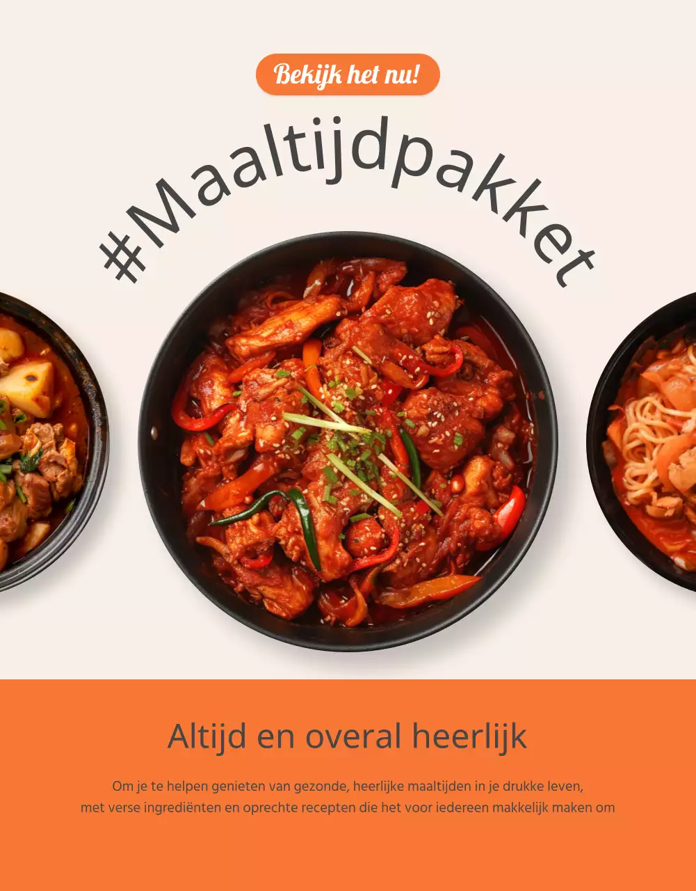 Promoot basisvoedselkit fotolay-outs in oranje en ivoorkleur