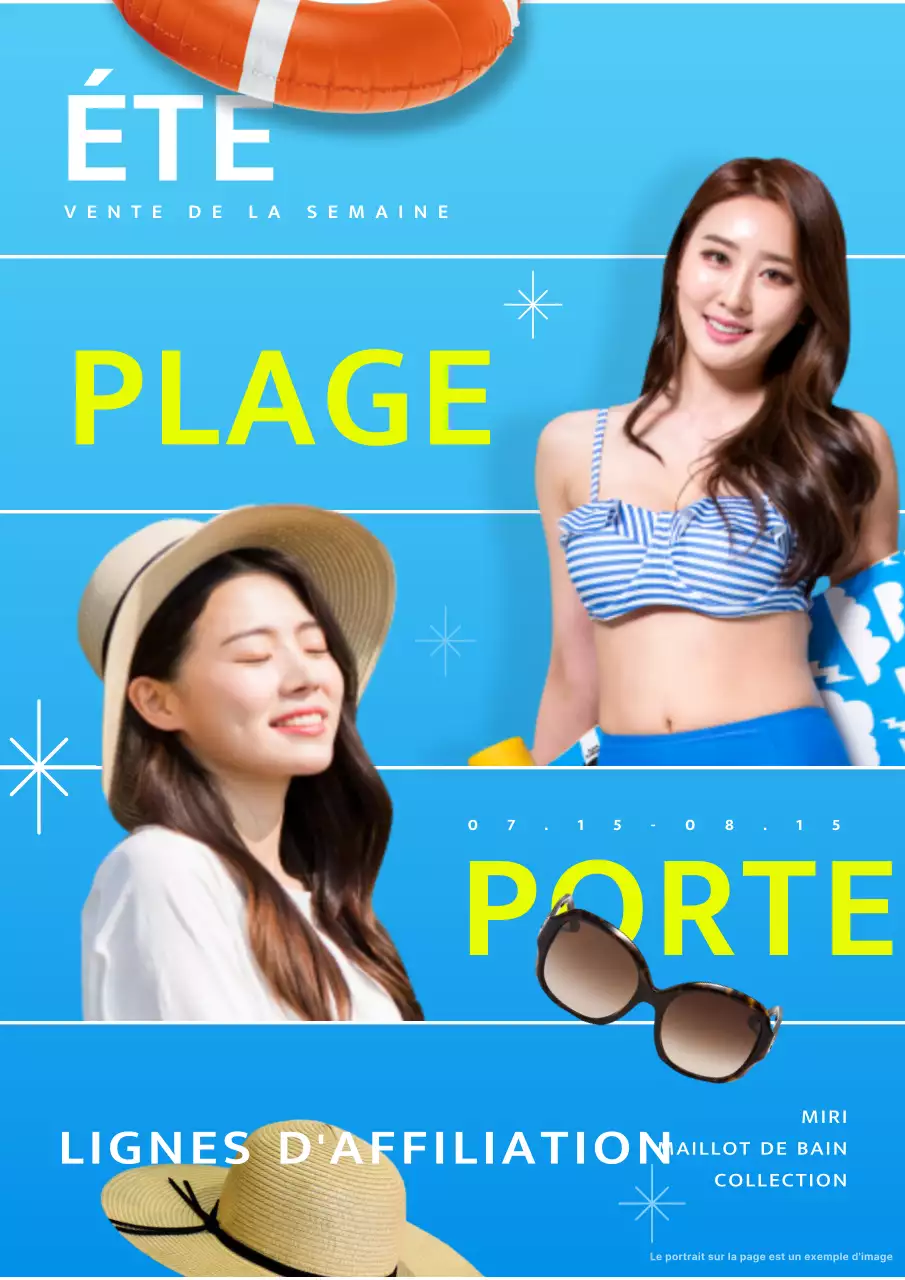 Publicité sur la mode des vacances d'été en bleu et chartreuse