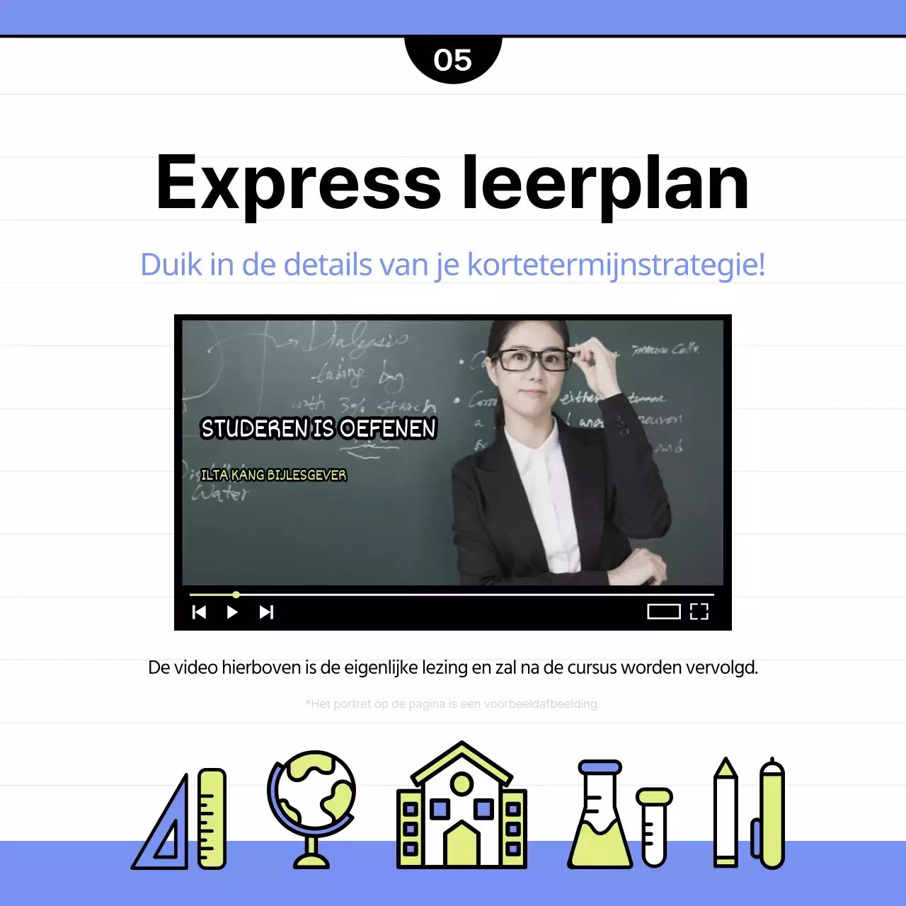 Een leuke schoolgids in chartreuse en lichtblauw