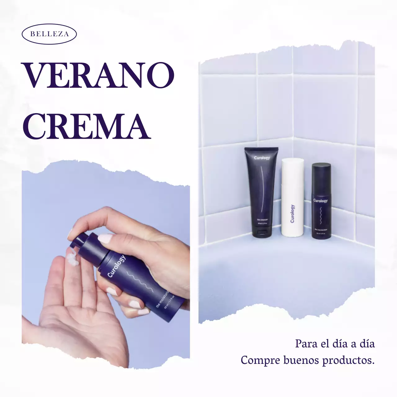 Un sencillo post de promoción de la belleza veraniega en morado y blanco