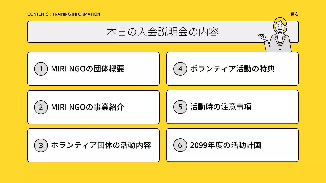 黄色 シンプル ボランティア プレゼンテーション