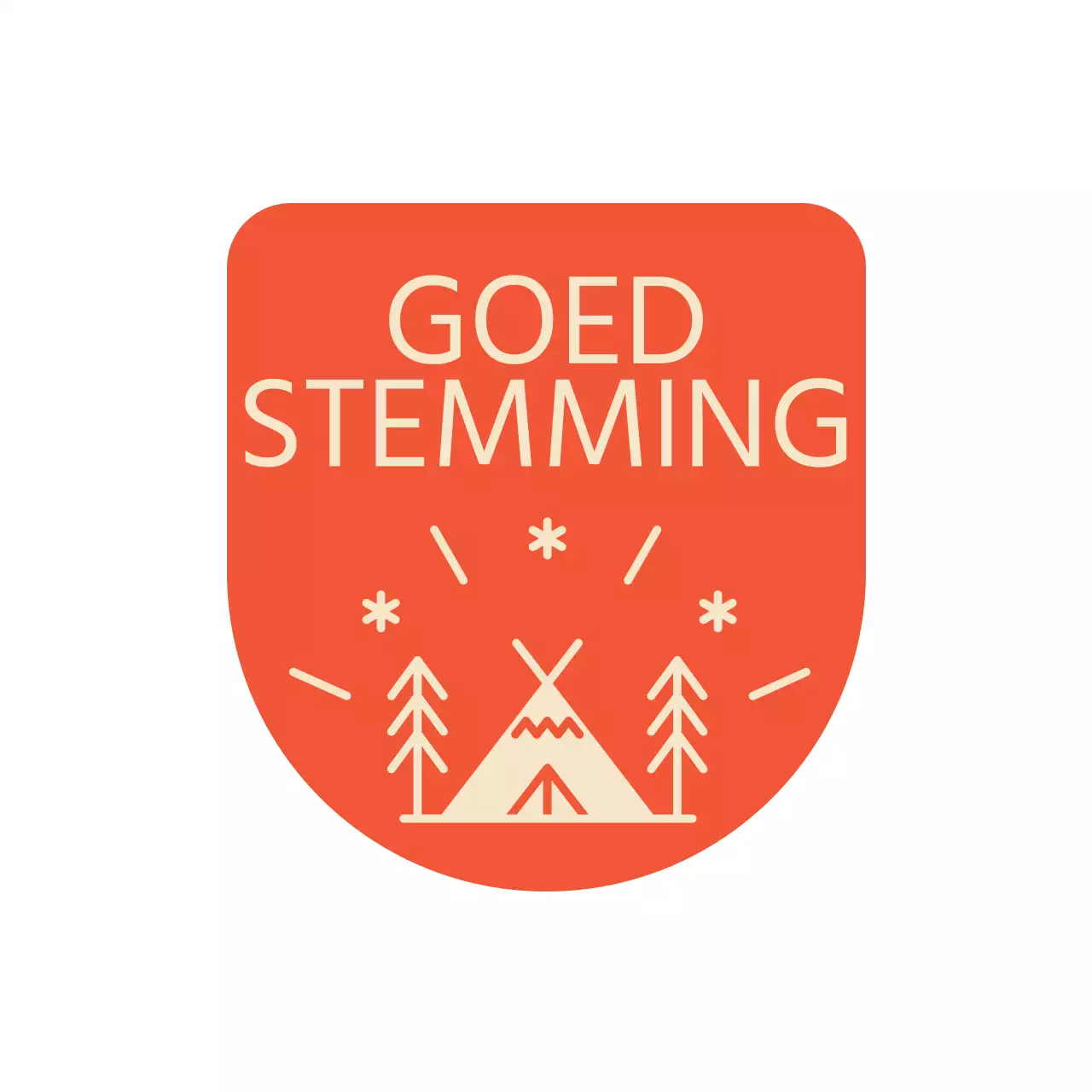 Kampeerartikelen met boogvormen en kampeerillustraties