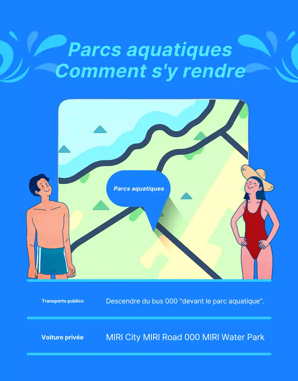 Promouvoir le parc aquatique d'un hôtel branché en bleu