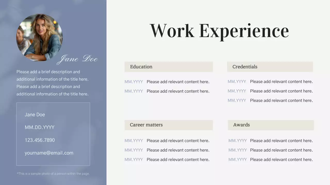 Bản trình bày CV danh mục đầu tư tối giản màu xanh