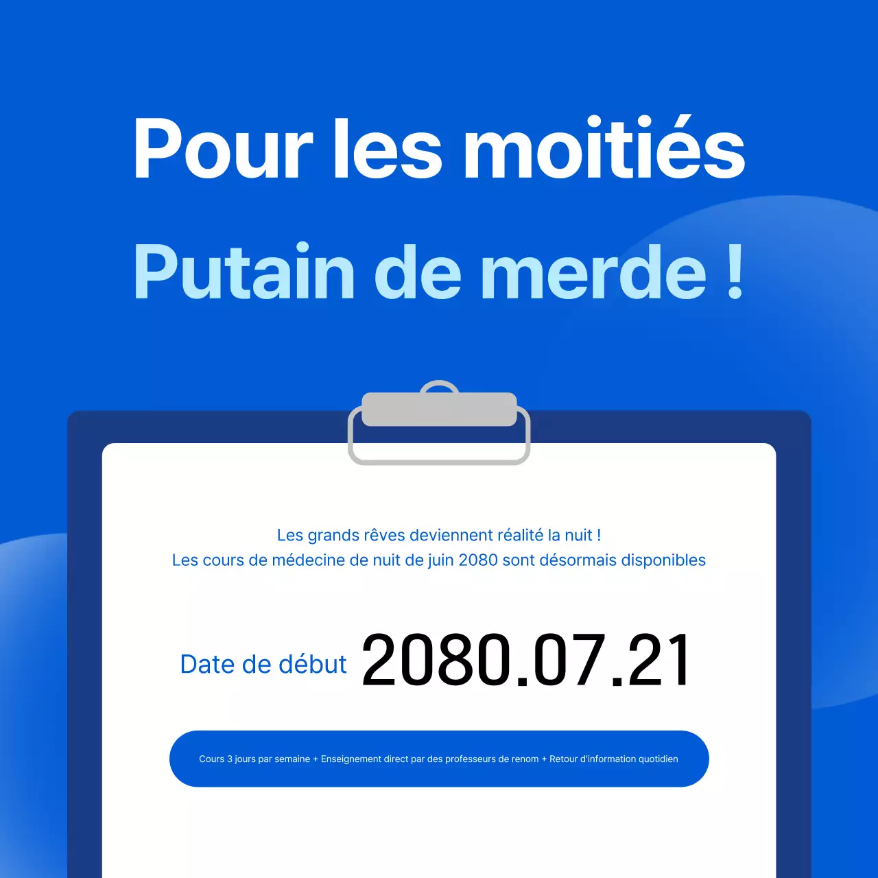 Un simple faire-part de vacances scolaires bleu et blanc