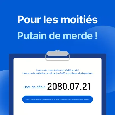 Un simple faire-part de vacances scolaires bleu et blanc