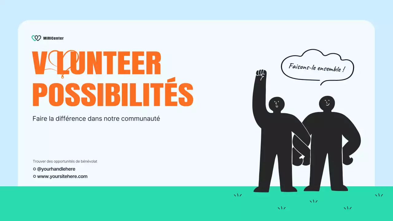 Un prospectus de service communautaire moderne en bleu clair et orange