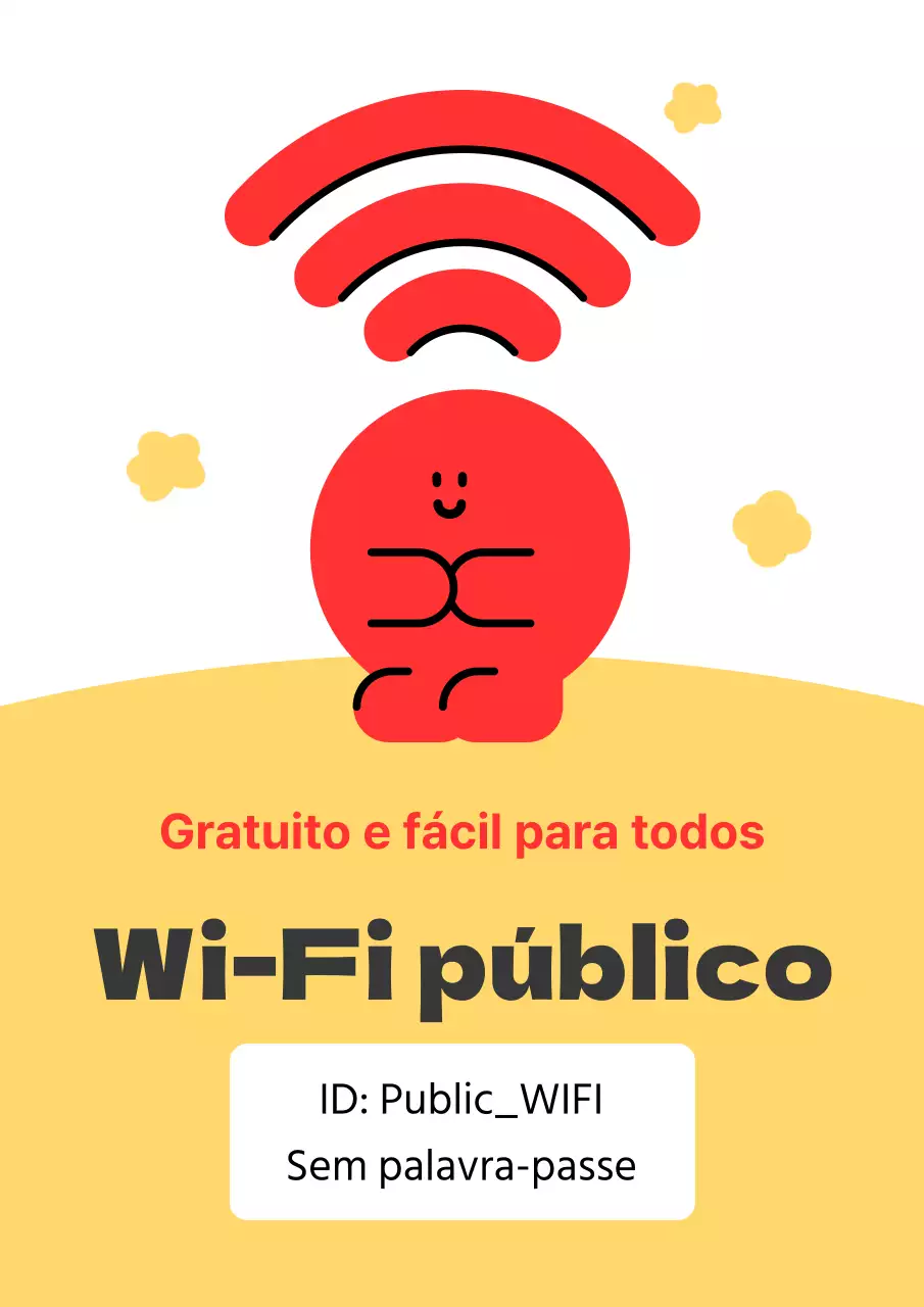 Anúncios vermelhos e amarelos de zonas wifi