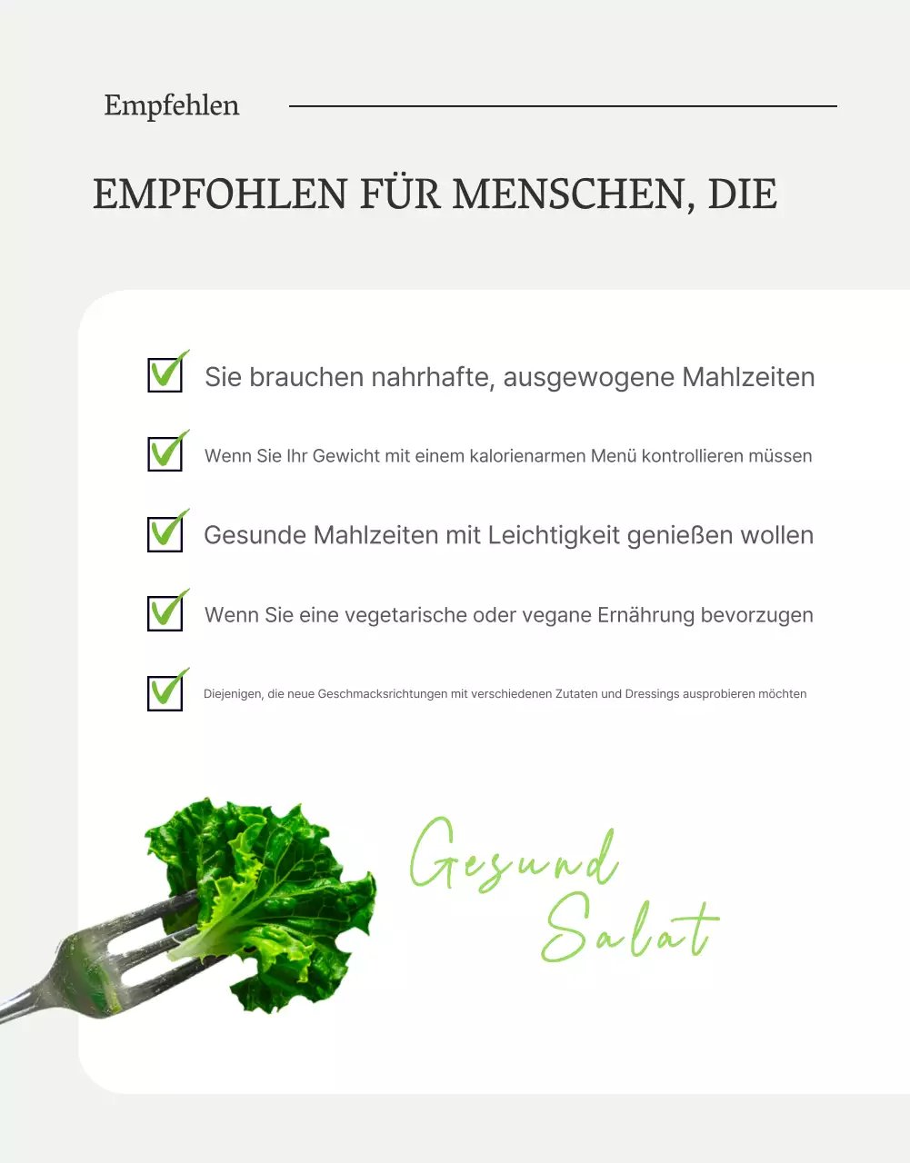 Fördern Sie einen einfachen Salat-Checkpoint mit weißen und grünen Bohnen