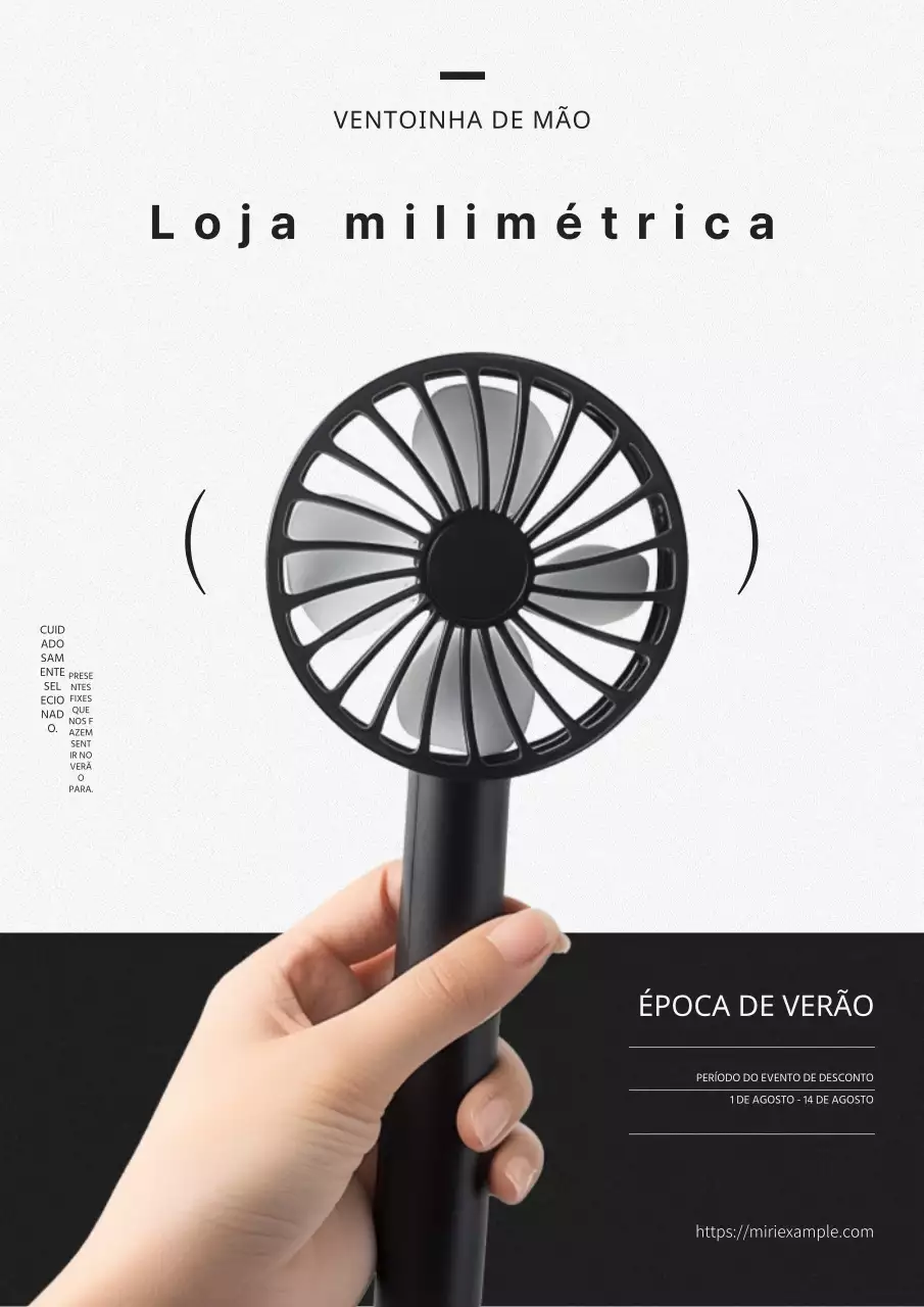 Publicidade minimalista a preto e branco de um mini evento de fãs.