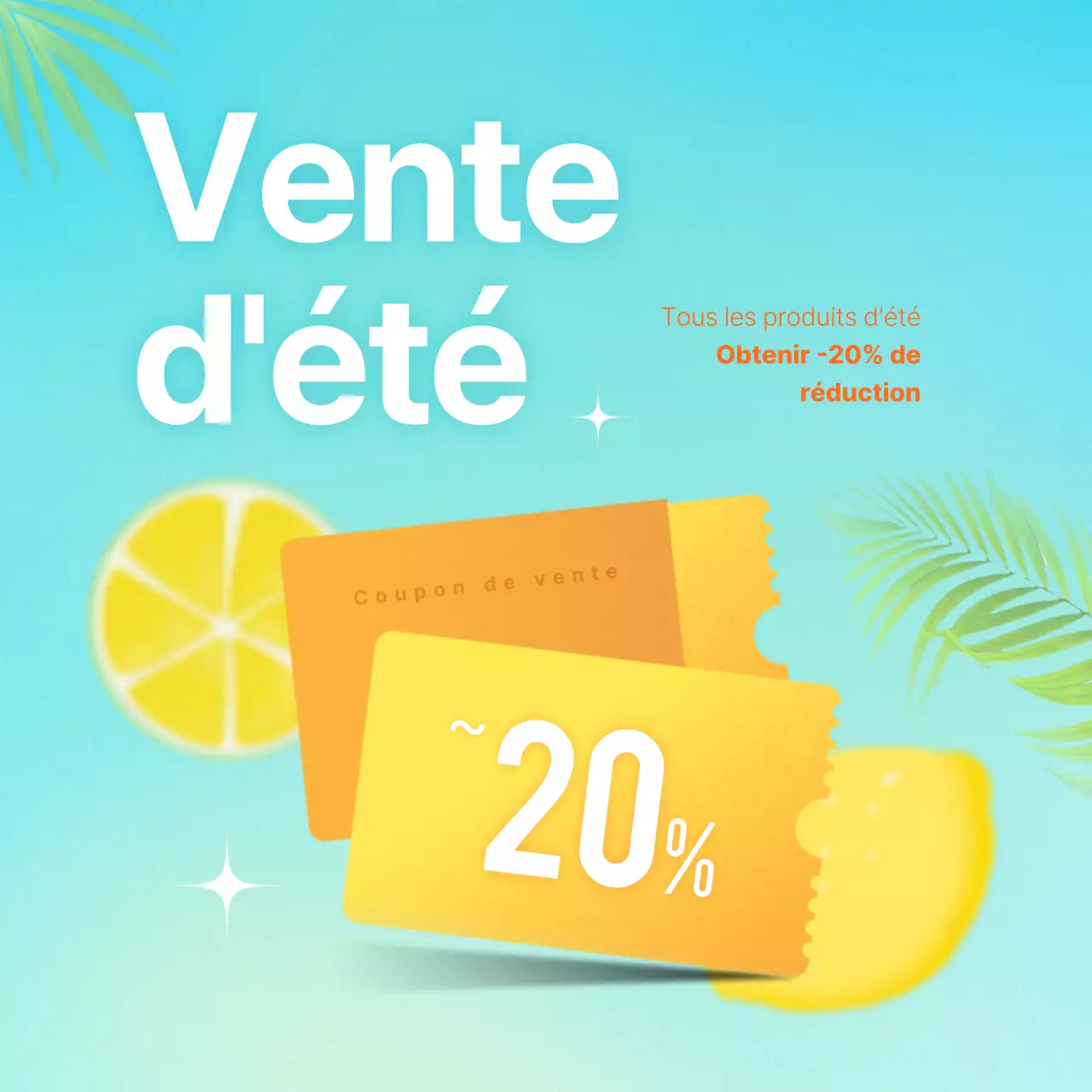 Publicité pour un événement estival de style pop, en menthe et en bleu