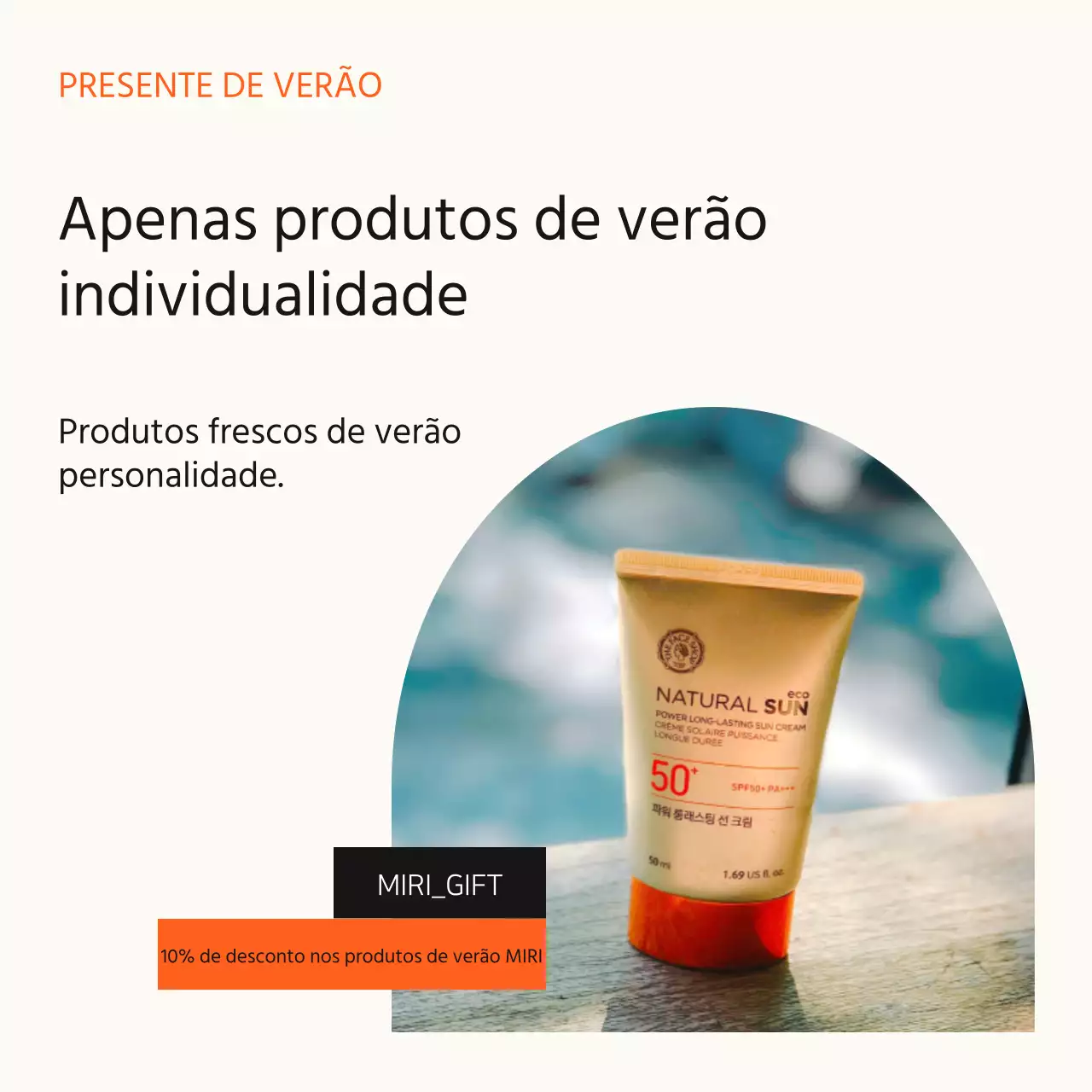 Um post minimalista de saldos de cosméticos de verão em laranja e amarelo