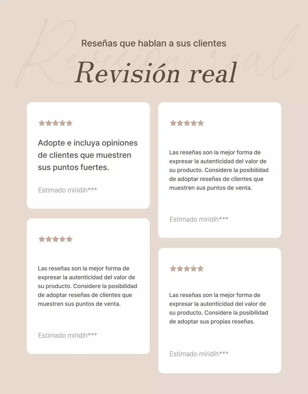 Promocione su página de reseñas de joyas en marrones y beiges