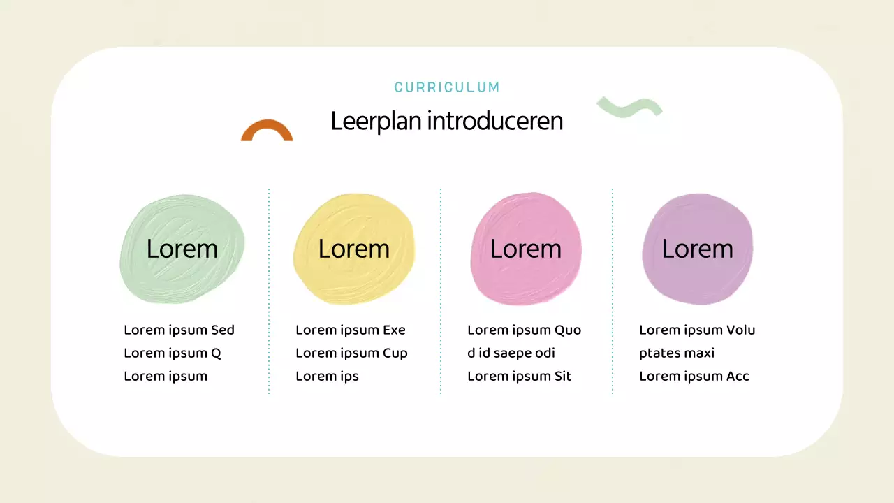 Een kunstschool prospectus in geometrische stijl in ivoor en mint
