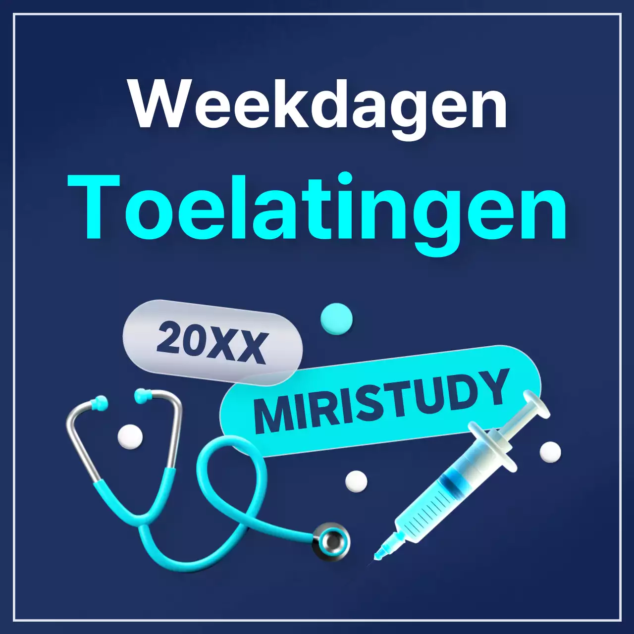 Promoot de toelating tot een medische school met trendy marineblauwe en lichtblauwe kleuren