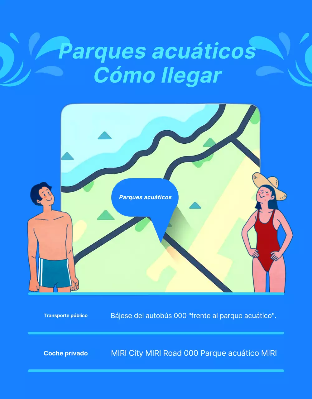 Promocionar un parque acuático hotelero de moda en azul